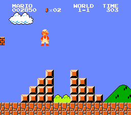 Mario is standing on an invisible platform